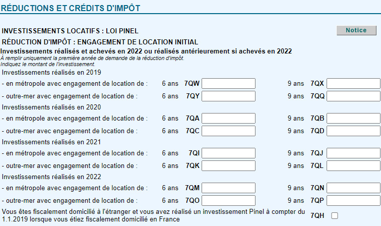 Déclaration Pinel, réduction d'impôt