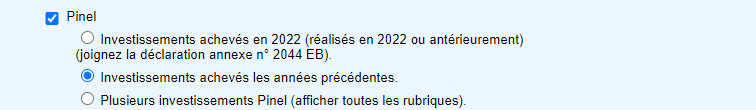 Déclaration investissement Pinel précédent