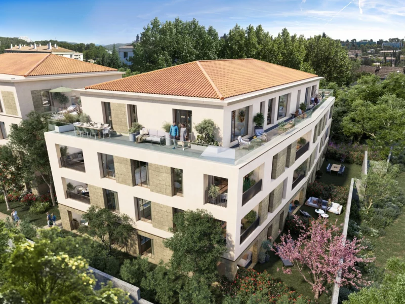 Vue des façades et des terrasses de 102 Gambetta