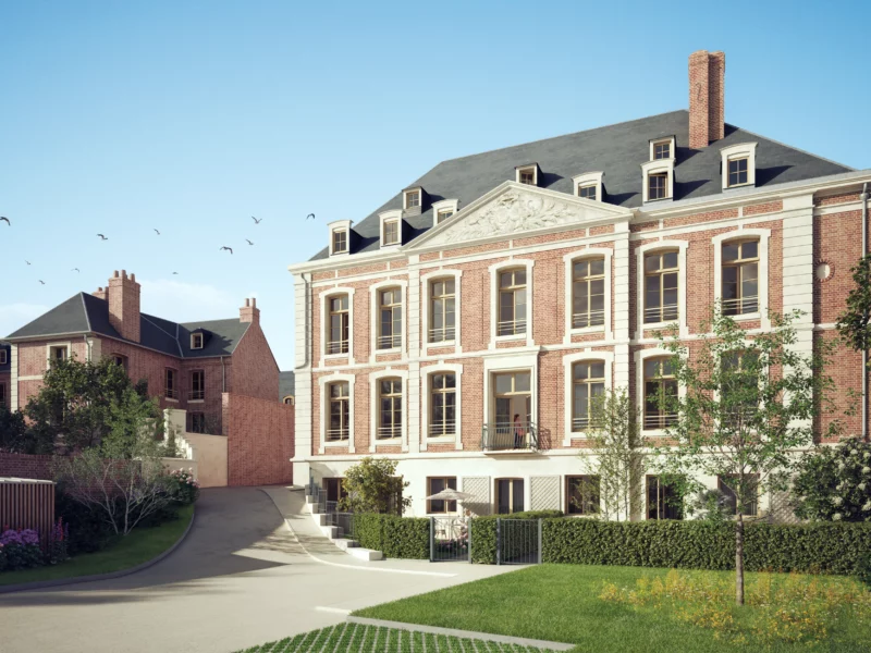 Visuel du programme — façade arrière avec jardins privatifs